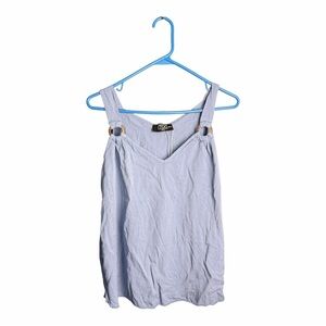 Itoo Italy Women Tank Top Flowy Loose Medium/Large Blue Viscose